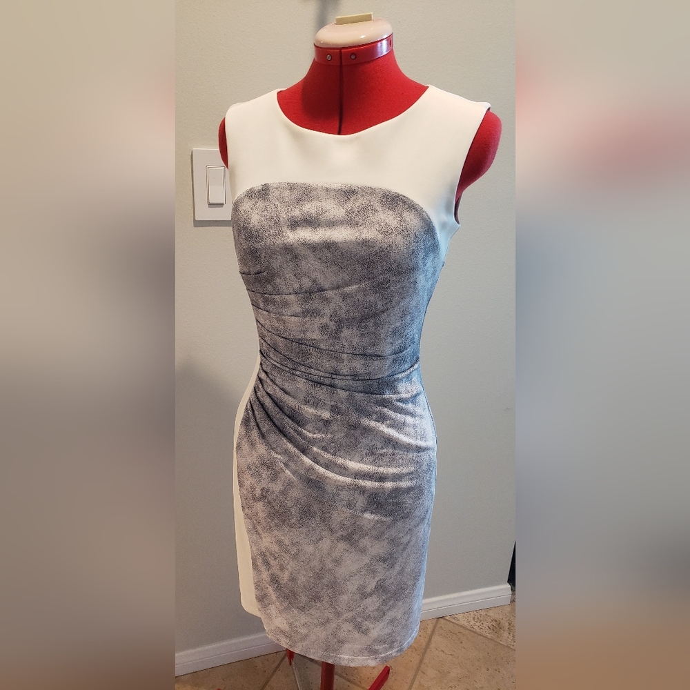 Catherine Malandrino Gray and White Dress